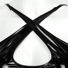 Load image into Gallery viewer, S-XXL Women Patent Leather Backless Crop Top Bra Cross Straps Wetlook Camisole Sexy Lingerie Vest Pole Dance Costume Clubwear