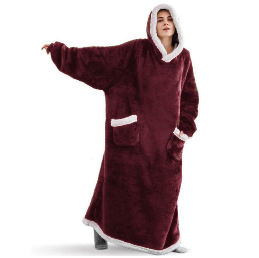 2022 Super Long Flannel Blanket with Sleeves Winter Hoodies Sweatshirt Women Men Pullover Fleece Giant TV Blanket Oversized New