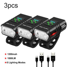 Load image into Gallery viewer, T6 LED Lanterna Bicicleta 1000 Lumen Rechargeable Light Bicycle Front Light MTB Road Mountain Bike Headlight Cycling Flashlight