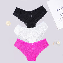 Load image into Gallery viewer, 3pcs/lots Women Briefs Sexy Full Lace Panties Hollow Out Low-waist Female Shorts Soft Solid Color Breathable Underwear Fast Ship
