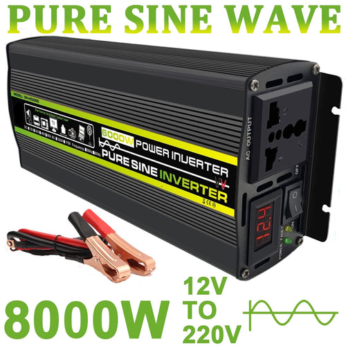 6000W 8000W Pure Sine Wave Car Inverter Power Inverter DC12V To AC 220V Socket Converter for Car Home Outdoor