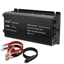 Load image into Gallery viewer, Pure Sine Wave Inverter DC 12V to AC 220V 230V 1500W/2200W/2600W Voltage Transfer Converter Universal EU Socket Auto Accessories