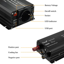 Load image into Gallery viewer, Pure Sine Wave Inverter DC 12V to AC 220V 230V 1500W/2200W/2600W Voltage Transfer Converter Universal EU Socket Auto Accessories