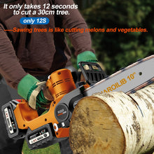 Load image into Gallery viewer, Double lithium electric chainsaw rechargeable battery small hand-held outdoor wireless electric saw logging saw single-hande