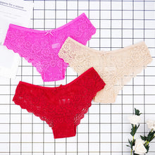 Load image into Gallery viewer, 3pcs/lots Women Briefs Sexy Full Lace Panties Hollow Out Low-waist Female Shorts Soft Solid Color Breathable Underwear Fast Ship