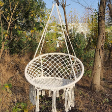 Load image into Gallery viewer, Safe Beige Hanging Hammock Chair Swing Rope Outdoor Indoor Bar Garden Seat Lazy Chair Collapsible Garden No Sticks Dropshipping