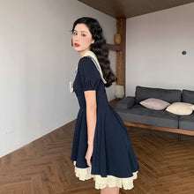 Load image into Gallery viewer, Sailor Collar Ruffles Lolita Dress Women Sweet Lace Up Dresses Japanese Harajuku Female Korean Kawaii Cute Vestidos 2022 Summer