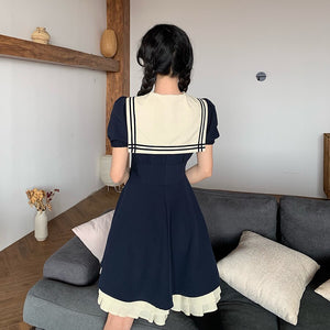 Sailor Collar Ruffles Lolita Dress Women Sweet Lace Up Dresses Japanese Harajuku Female Korean Kawaii Cute Vestidos 2022 Summer