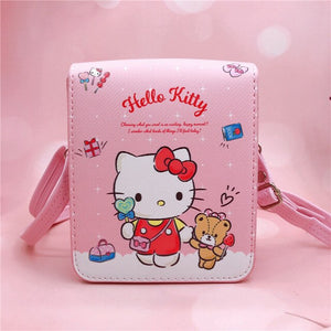 Sanrio Kawaii Cinnamon Roll Kuromi My Melody Pu Waterproof Slung Shoulder Bag Storage Small Square Bag