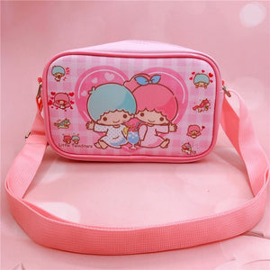 Sanrio Kawaii Cinnamon Roll Kuromi My Melody Pu Waterproof Slung Shoulder Bag Storage Small Square Bag