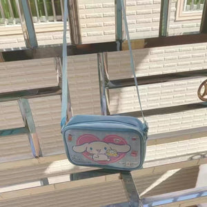 Sanrio Kawaii Cinnamon Roll Kuromi My Melody Pu Waterproof Slung Shoulder Bag Storage Small Square Bag