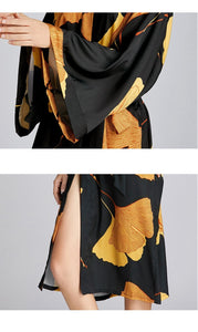 Satin Lingerie Bathrobe Femme Silk Robes for Women Long Gowns Printed Long Sleeve Sleepwear Sexy Terry Sheer Shower Robe