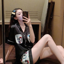 Load image into Gallery viewer, Satin Underwear  Pajamas Set Women Summer Long Sleeve Shorts Cute  Anime Pajamas Thin Section Out Home Clothes Two-Piece Set