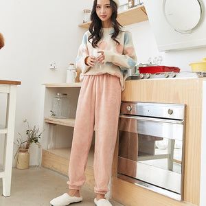 Winter Pants Bottoms for Couples Warm Thick Coral Fleece Sleep Pants Soft Pajamas for Women Plus Velvet Trousers пижама летняя