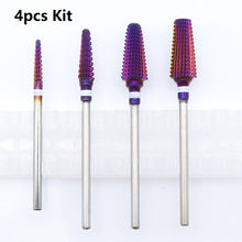 Load image into Gallery viewer, 4pcs Kit Hot! Purple Pro Whole Carbide Nail Drill Bits Nail Art Electric Drill Machine Files Nail Art Tools cut and polish