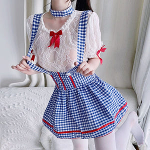 School Girl Japanese Maid Costumes Women Sexy Cosplay Lingerie Student Uniform with Miniskirt Cheerleader Outfit New