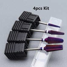 Load image into Gallery viewer, 4pcs Kit Hot! Purple Pro Whole Carbide Nail Drill Bits Nail Art Electric Drill Machine Files Nail Art Tools cut and polish