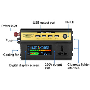 Peak 6000W Car Power Inverter DC 12V To AC 220V Transformer with USB Universal Socket Charger Modified Sine Wave Inverter