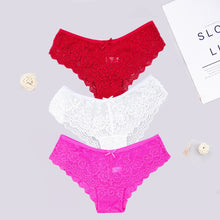 Load image into Gallery viewer, 3pcs/lots Women Briefs Sexy Full Lace Panties Hollow Out Low-waist Female Shorts Soft Solid Color Breathable Underwear Fast Ship