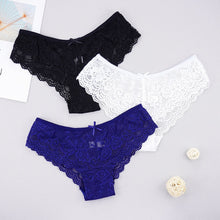 Load image into Gallery viewer, 3pcs/lots Women Briefs Sexy Full Lace Panties Hollow Out Low-waist Female Shorts Soft Solid Color Breathable Underwear Fast Ship