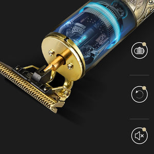 USB Electric Hair Clipper Trimmer All In One Gold Light Head  Rechargeable Hair Clipper Oil Head Hair Carving Mark Razor