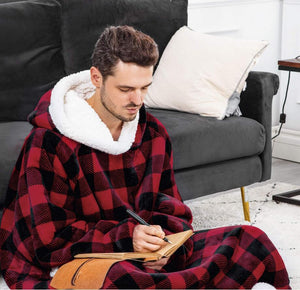 2022 Super Long Flannel Blanket with Sleeves Winter Hoodies Sweatshirt Women Men Pullover Fleece Giant TV Blanket Oversized New