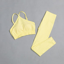 Load image into Gallery viewer, Seamless Gym Suit Female Fitness Yoga Suit Sports Suit High Waist Leggings + Prone Sling/vest Suit Sports Suit