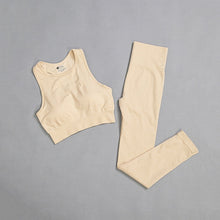 Load image into Gallery viewer, Seamless Gym Suit Female Fitness Yoga Suit Sports Suit High Waist Leggings + Prone Sling/vest Suit Sports Suit
