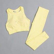 Load image into Gallery viewer, Seamless Gym Suit Female Fitness Yoga Suit Sports Suit High Waist Leggings + Prone Sling/vest Suit Sports Suit