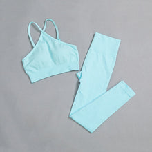 Load image into Gallery viewer, Seamless Gym Suit Female Fitness Yoga Suit Sports Suit High Waist Leggings + Prone Sling/vest Suit Sports Suit