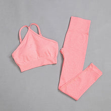 Load image into Gallery viewer, Seamless Gym Suit Female Fitness Yoga Suit Sports Suit High Waist Leggings + Prone Sling/vest Suit Sports Suit