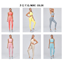 Load image into Gallery viewer, Seamless Gym Suit Female Fitness Yoga Suit Sports Suit High Waist Leggings + Prone Sling/vest Suit Sports Suit