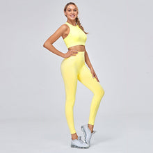 Load image into Gallery viewer, Seamless Gym Suit Female Fitness Yoga Suit Sports Suit High Waist Leggings + Prone Sling/vest Suit Sports Suit