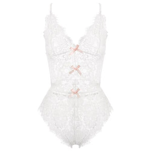 Seduction Pajama for Women Lace Bodysuit One Piece Lingerie Transparent Pajamas Sexy Lashes Lace Backless Bondage Jumpsuit