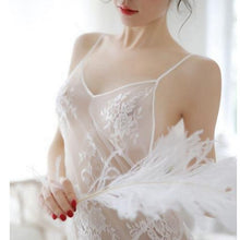 Load image into Gallery viewer, See Through Lace ightgowns Backless Lingerie Sleep Wear Sleepwear White Red Sexy Night Dress Womens Clothing Femme Homewear