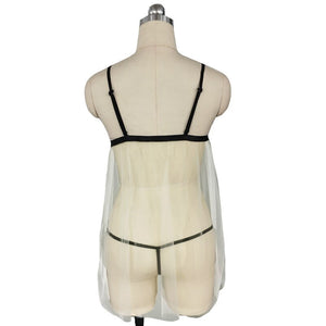 See Through Night Dress Lingerie Nightwear Vintage Womens Cloithing Sexy Spaghetti Strap Elegant Embroidery Sexy Hot Erotic