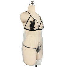 Load image into Gallery viewer, See Through Night Dress Lingerie Nightwear Vintage Womens Cloithing Sexy Spaghetti Strap Elegant Embroidery Sexy Hot Erotic