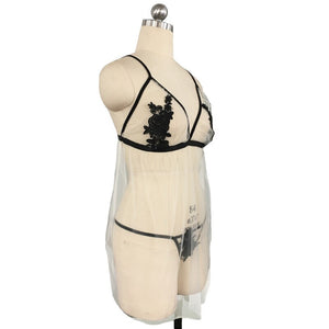 See Through Night Dress Lingerie Nightwear Vintage Womens Cloithing Sexy Spaghetti Strap Elegant Embroidery Sexy Hot Erotic