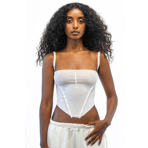 See-through Crop Top for Womens Camisole Fashionable Chic Rib Knit Basic Tank Top Cropped Wear Female Summer Slim Caims