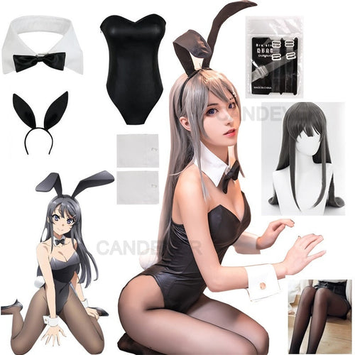 Seishun Buta Yarou wa Bunny Girl Senpai no Yume wo Minai Cosplay Halloween Costume for Girls Sexy Cute Bunny Faux Leather Rabbit