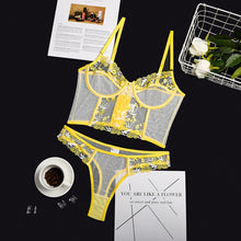 Load image into Gallery viewer, Sensual Lingerie Underwear Set Deep-V Floral Embroidery Transparent Exotic Brief Sets Ladies Sexy Lace Intimate Erotic Costumes