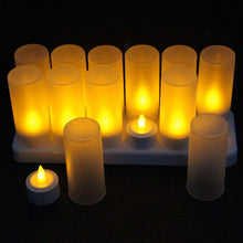 Load image into Gallery viewer, Set of 12 Rechargeable led Candle Flameless Tealight Electric light Xmas Valentine Wedding Church Home Bar Table Decoratio-AMBER
