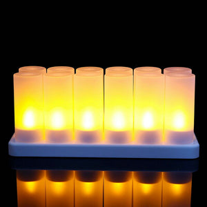 Set of 12 Rechargeable led Candle Flameless Tealight Electric light Xmas Valentine Wedding Church Home Bar Table Decoratio-AMBER