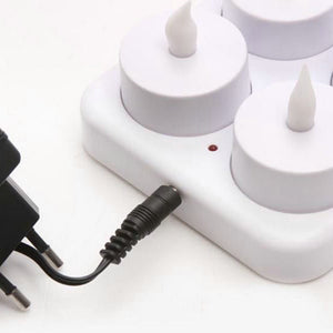 Set of 12 Rechargeable led candle Flameless Static TeaLight electric lamp waxless Valentine Home Wedding Xmas Table decor-AMBER