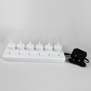 Set of 12 Rechargeable led candle Flameless Static TeaLight electric lamp waxless Valentine Home Wedding Xmas Table decor-AMBER