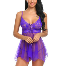 Load image into Gallery viewer, Sexy Babydoll Dress Female Plus Size Sexy Pajamas Dress Lace Lingerie Set Sexy Babydoll Dress Striptease Costume  Woman Skirts