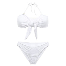 Load image into Gallery viewer, Sexy Bandeau Bikini Women Solid Swimwear Bow Biquini Push Up Swimsuit Halter Bikinis Red Bathing Suit Korea Style Beachwear Pad