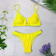 Load image into Gallery viewer, Sexy Bandeau Bikinis 2021 New V Neck Bikini Swimsuits Push Up Swimwear Female Brazilian Bikini Set Bathing Suits Biquini 3418