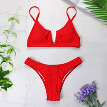 Load image into Gallery viewer, Sexy Bandeau Bikinis 2021 New V Neck Bikini Swimsuits Push Up Swimwear Female Brazilian Bikini Set Bathing Suits Biquini 3418
