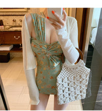 Load image into Gallery viewer, Sexy Bandeau One Piece Swimsuit Women Solid Swimwear One Shoulder Monokini Pad Swim Suit Pleated Trikini Bow Bathing Suit Pad